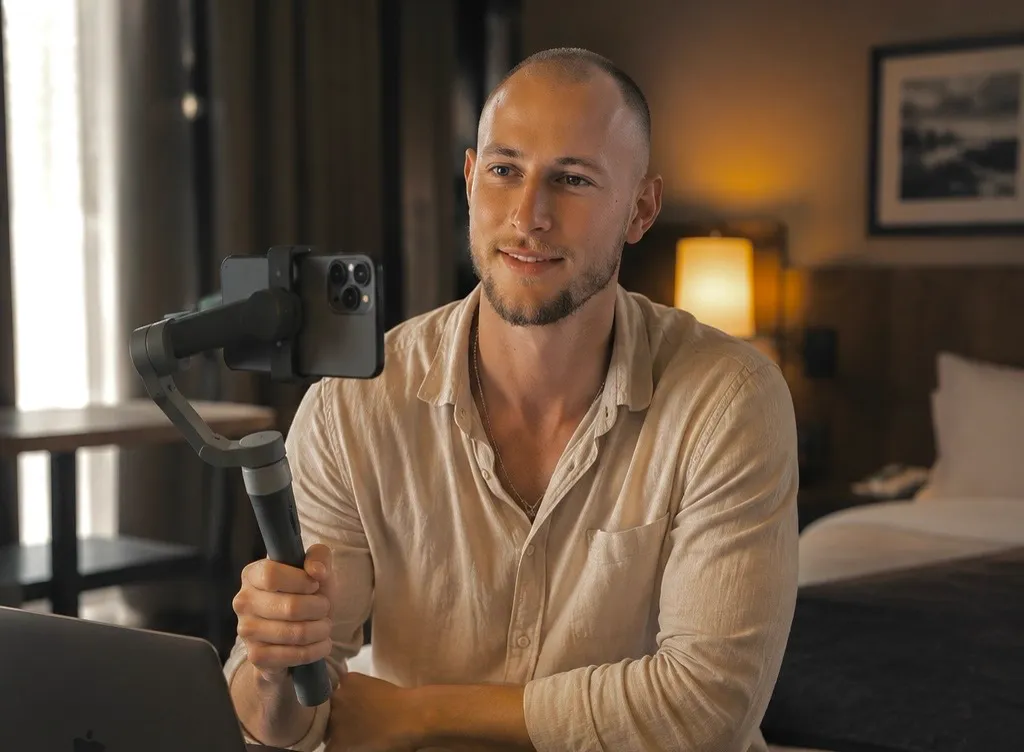 Dominik Sagunsky mit Gimbal beim Dreh